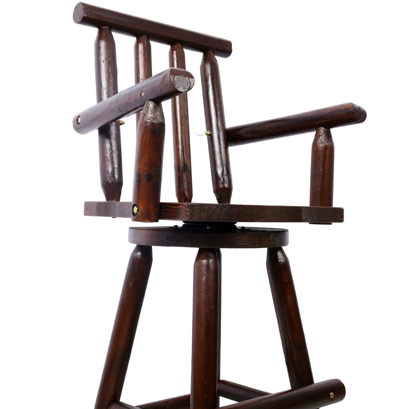 Rustic Bar Stool, Fir Wood Construction, Wide Armrest by Unique Piece Furniture