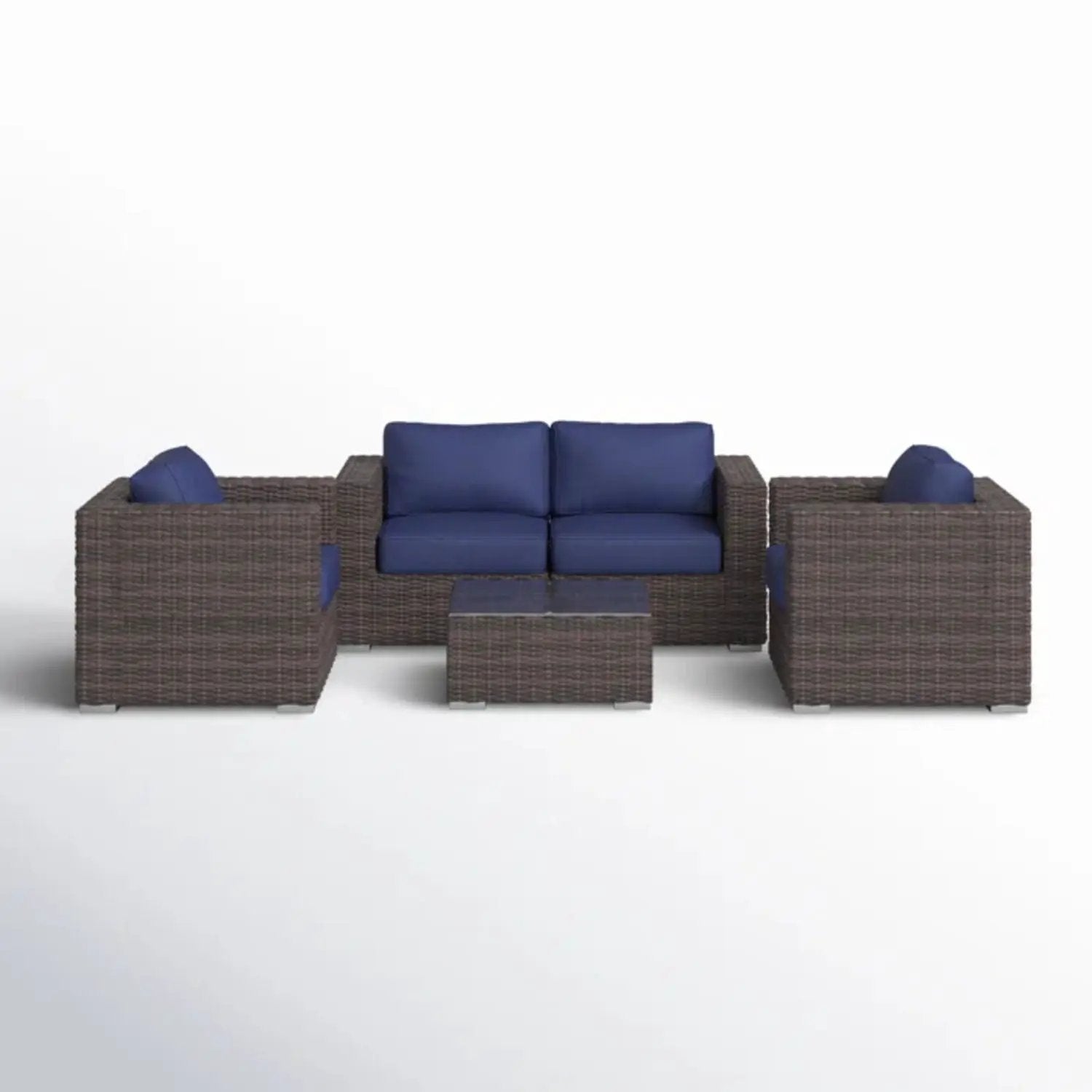 Wicker Seating Group Set With Table And Cushions by Unique Piece Furniture
