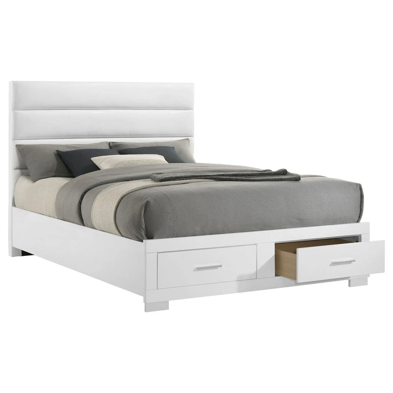 Felicity California King Storage Bed White High Gloss by Unique Piece Furniture