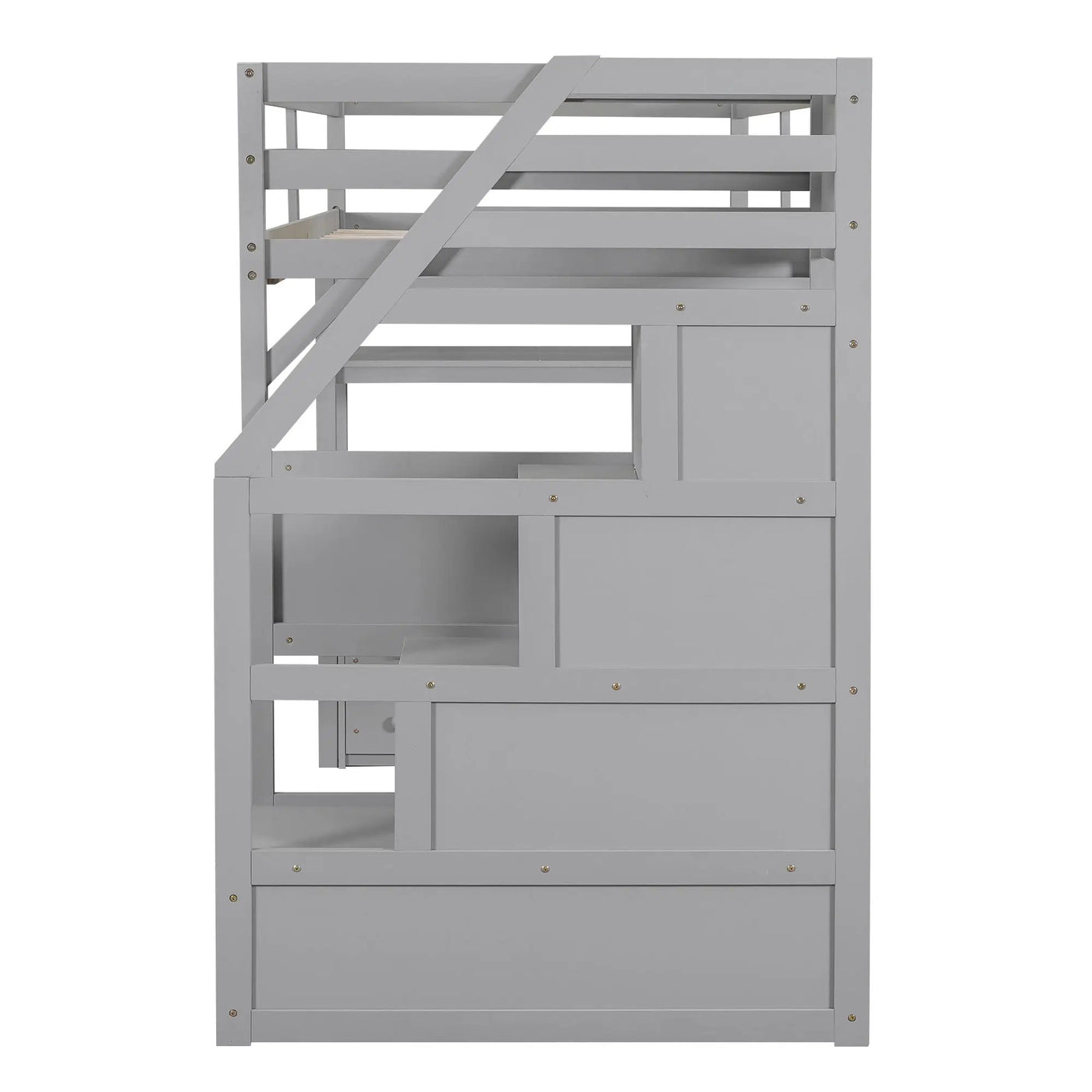 Loft Bed With Desk, Shelves, 2 Drawers, Storage Staircase by HouseOfZazla