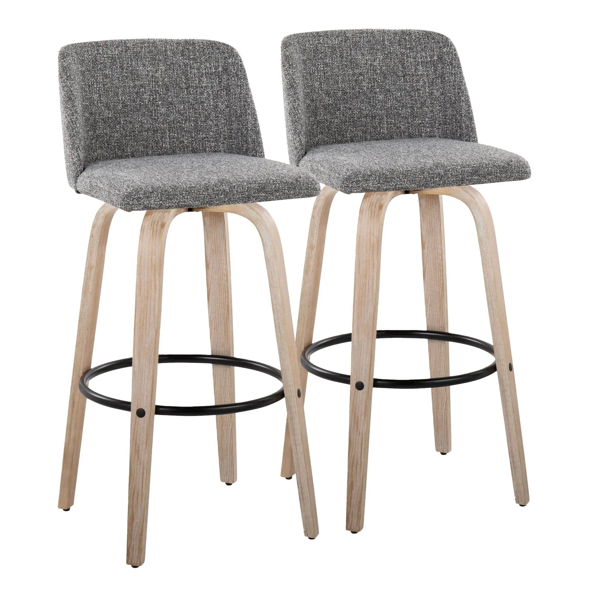 Toriano - Mid-Century Modern Fixed Height BarStool With Round Footrest (Set of 2) by Unique Piece Furniture