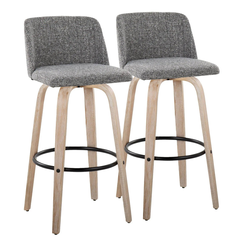 Toriano - Mid-Century Modern Fixed Height BarStool With Round Footrest (Set of 2) by Unique Piece Furniture