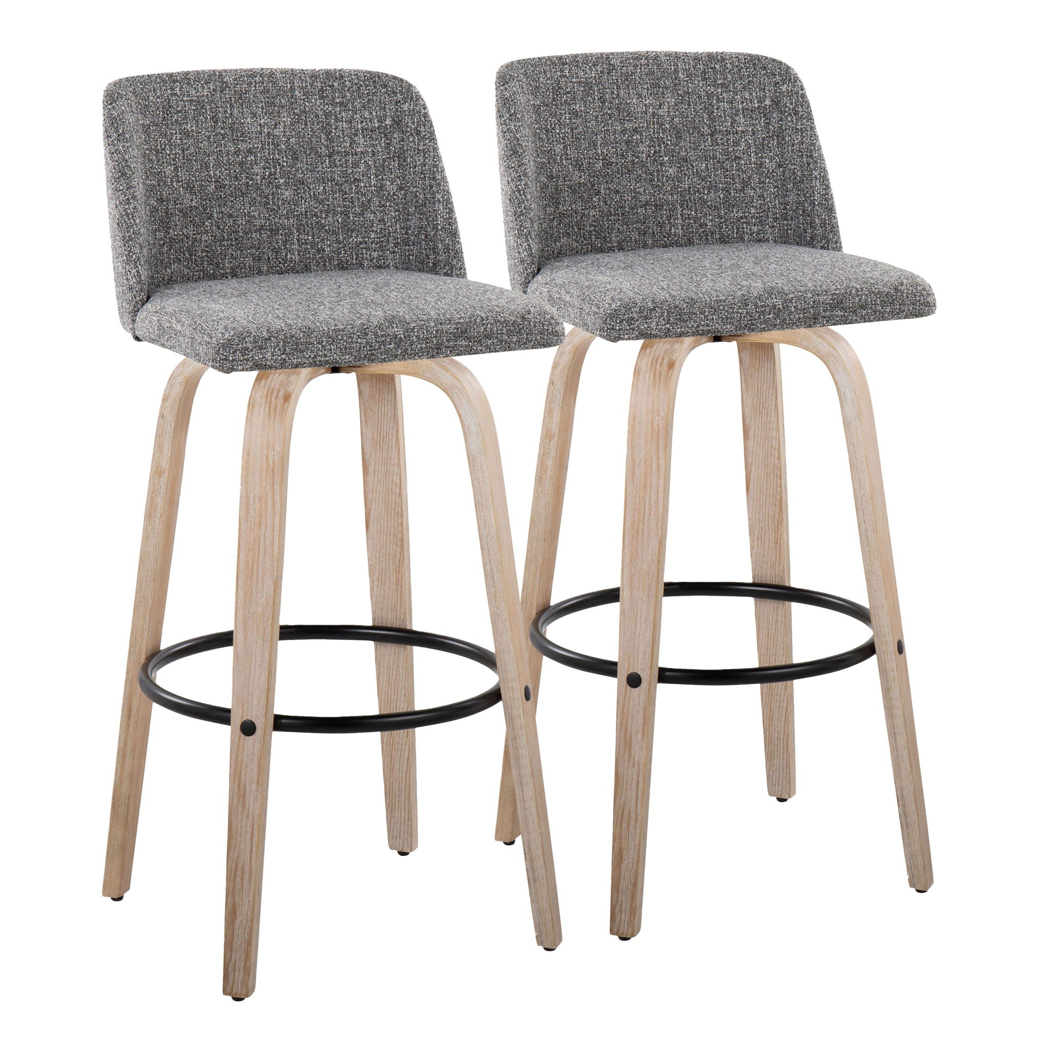 Toriano - Mid-Century Modern Fixed Height BarStool With Round Footrest (Set of 2) by HouseOfZazla