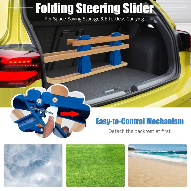 Folding Snowsled Portable Steering Slider with Pulling Ropes and Metal Rails by DirectDeals