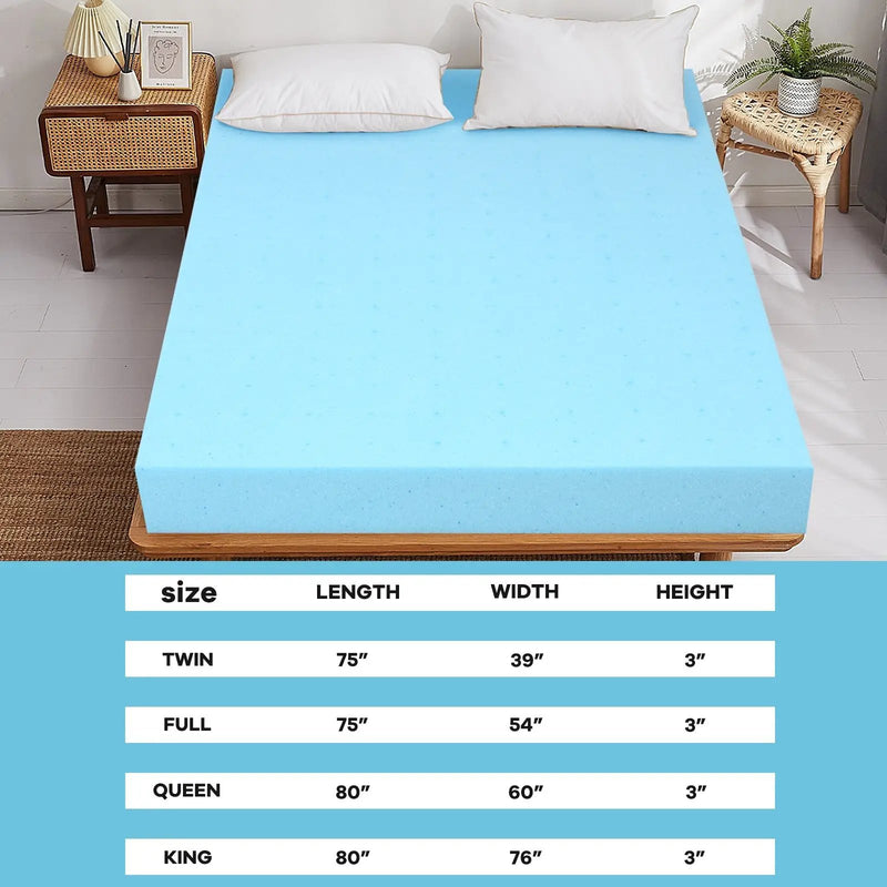 3 Inch Gel-Infused Cooling Bed Topper for All-Night Comfy by DirectDeals