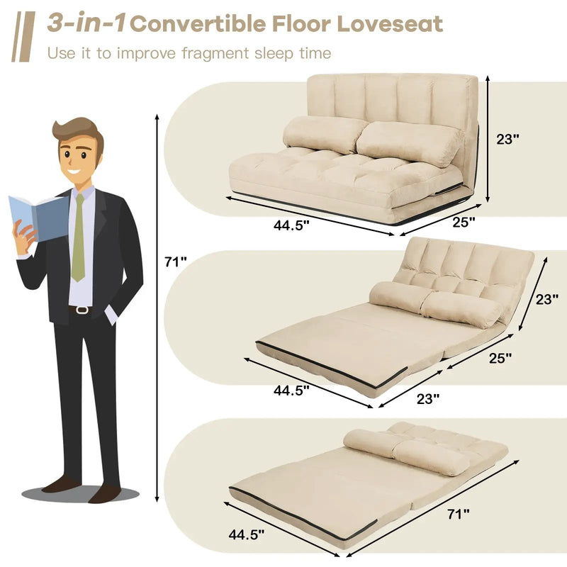 6-Position Foldable Floor Sofa Bed with Detachable Cloth Cover by DirectDeals