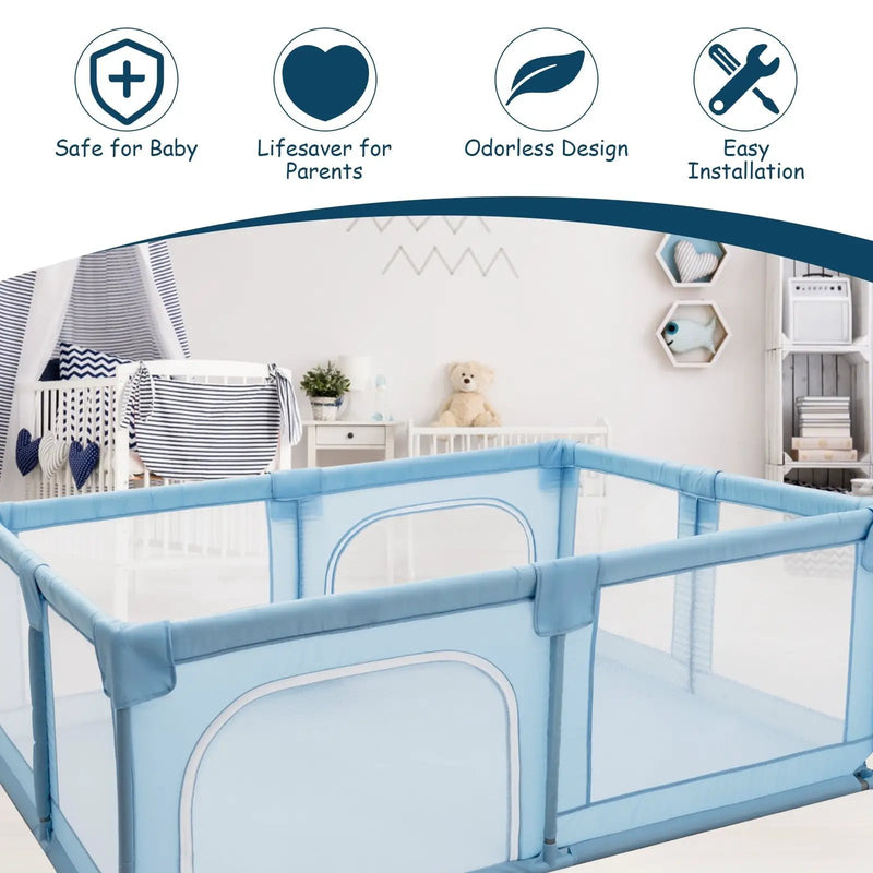 Baby Playpen Extra Large Kids Activity Center Safety Play-Blue by DirectDeals