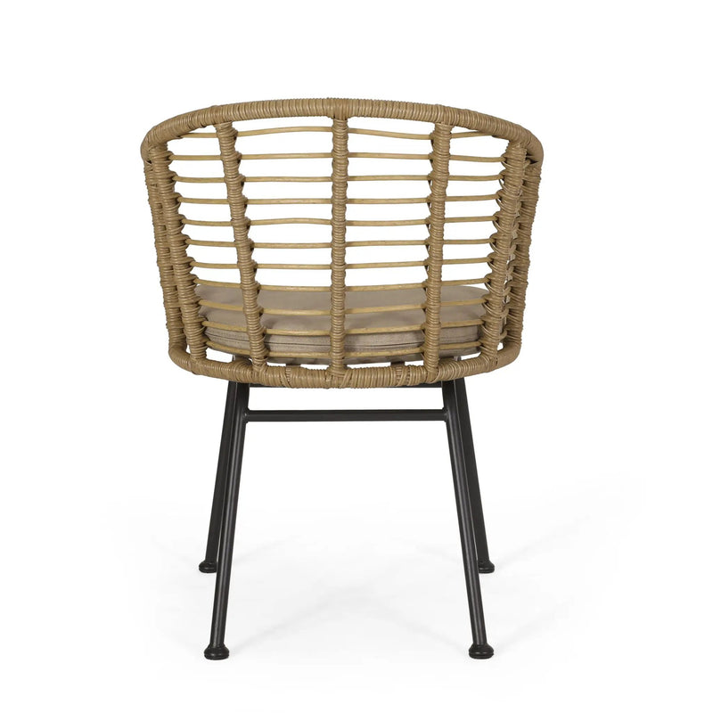 Randy Modern Wicker Chair with Water Resistant Cushions - Brown / Beige by HouseOfZazla