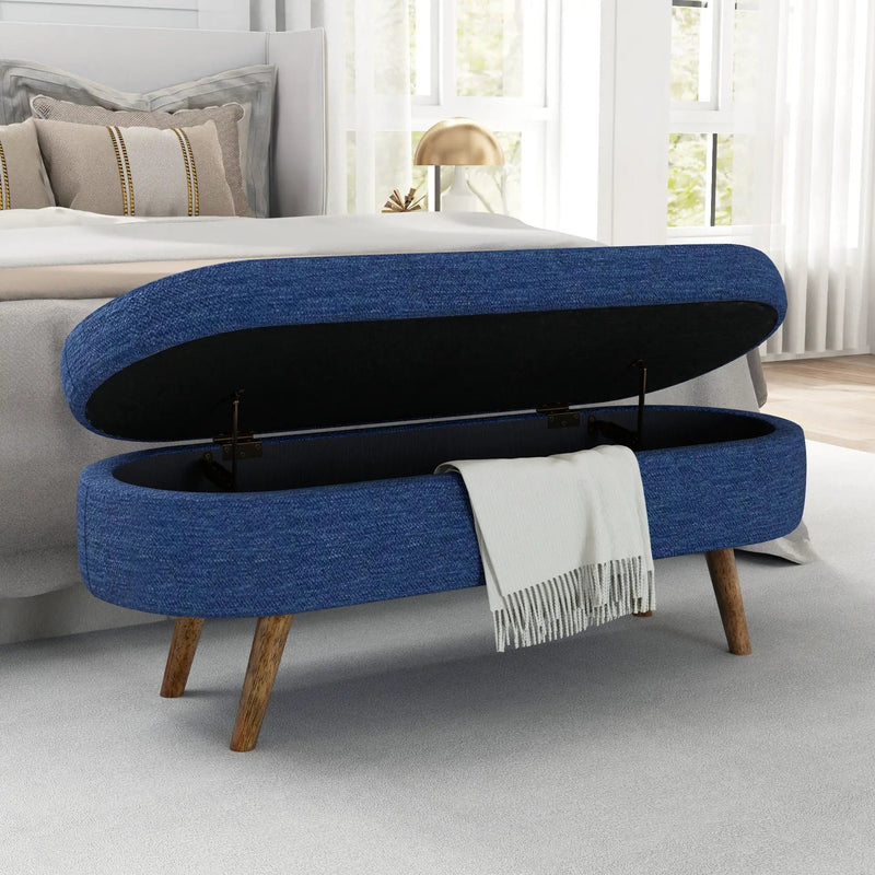 Ottoman Oval Storage Bench With Rubber Wood Legs by Unique Piece Furniture