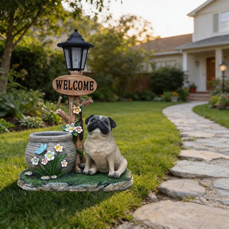 Sitting Pug Dog Planter Statue by HouseOfZazla