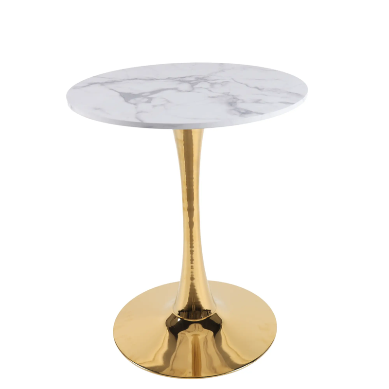 White Marble Tulip Dining Table with Golden Legs by HouseOfZazla