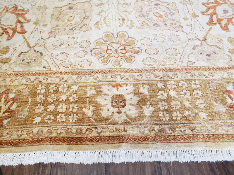 8x10 Oushak Rug, Pakistani Peshawar Wool Carpet, Beige Tan by Jewel Rugs