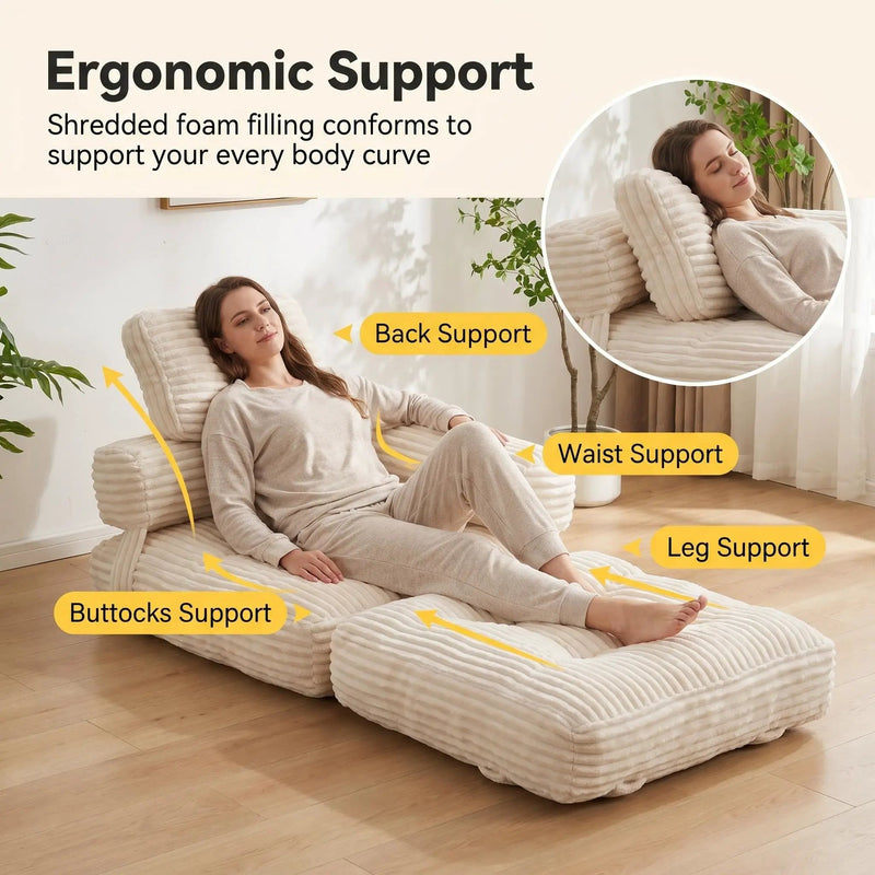 Boneless Foldable Floor Sofa Bed with Armrest & Pillows by HouseOfZazla