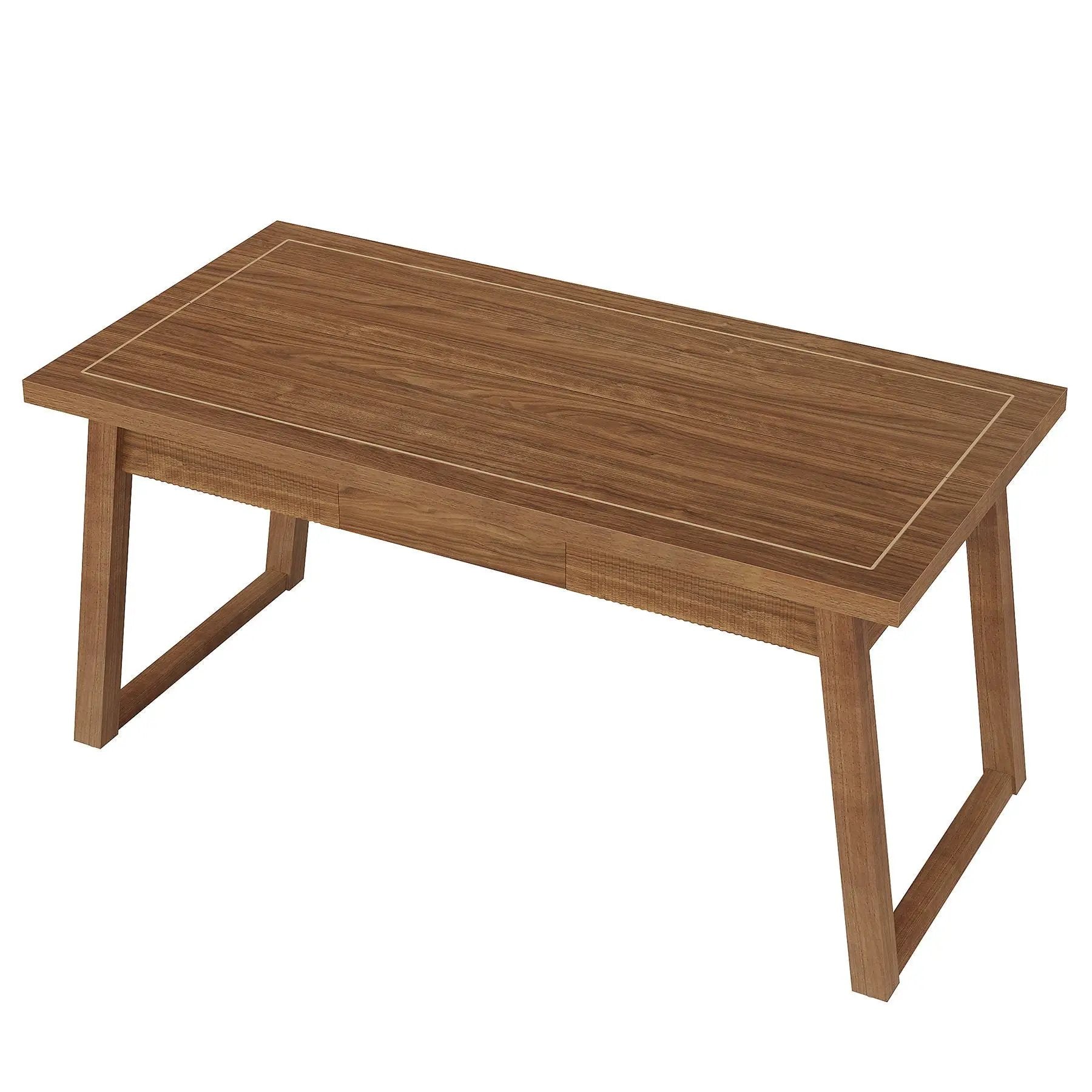 Executive Desk With Drawer, Workstation Table For Home Office - Walnut Brown by HouseOfZazla