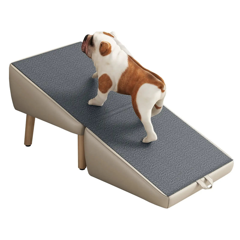 (UPGRADED) Dog Stairs for Small Dogs and Cats, Foldable 2-in-1 Wooden Pet Steps by HouseOfZazla