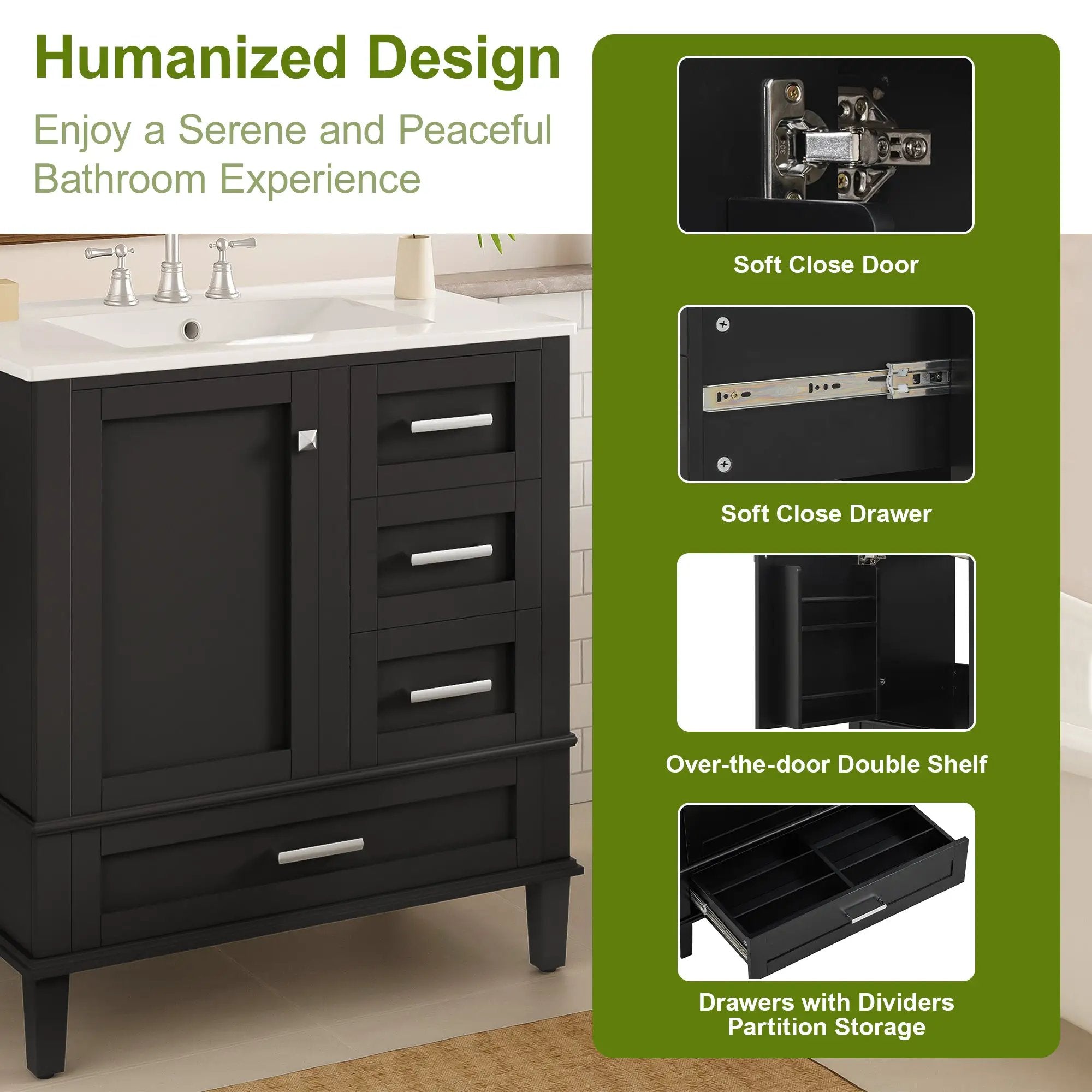 30" Bathroom Vanity with Sink Combo Set by HouseOfZazla