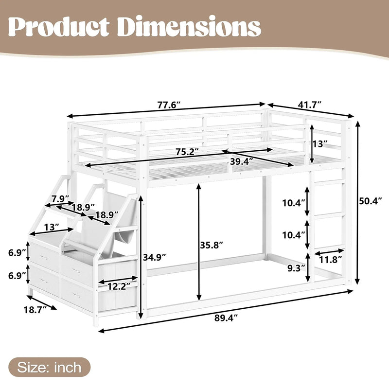 Twin Over Twin Bunk Bed with Storage Shelves and Drawers by HouseOfZazla