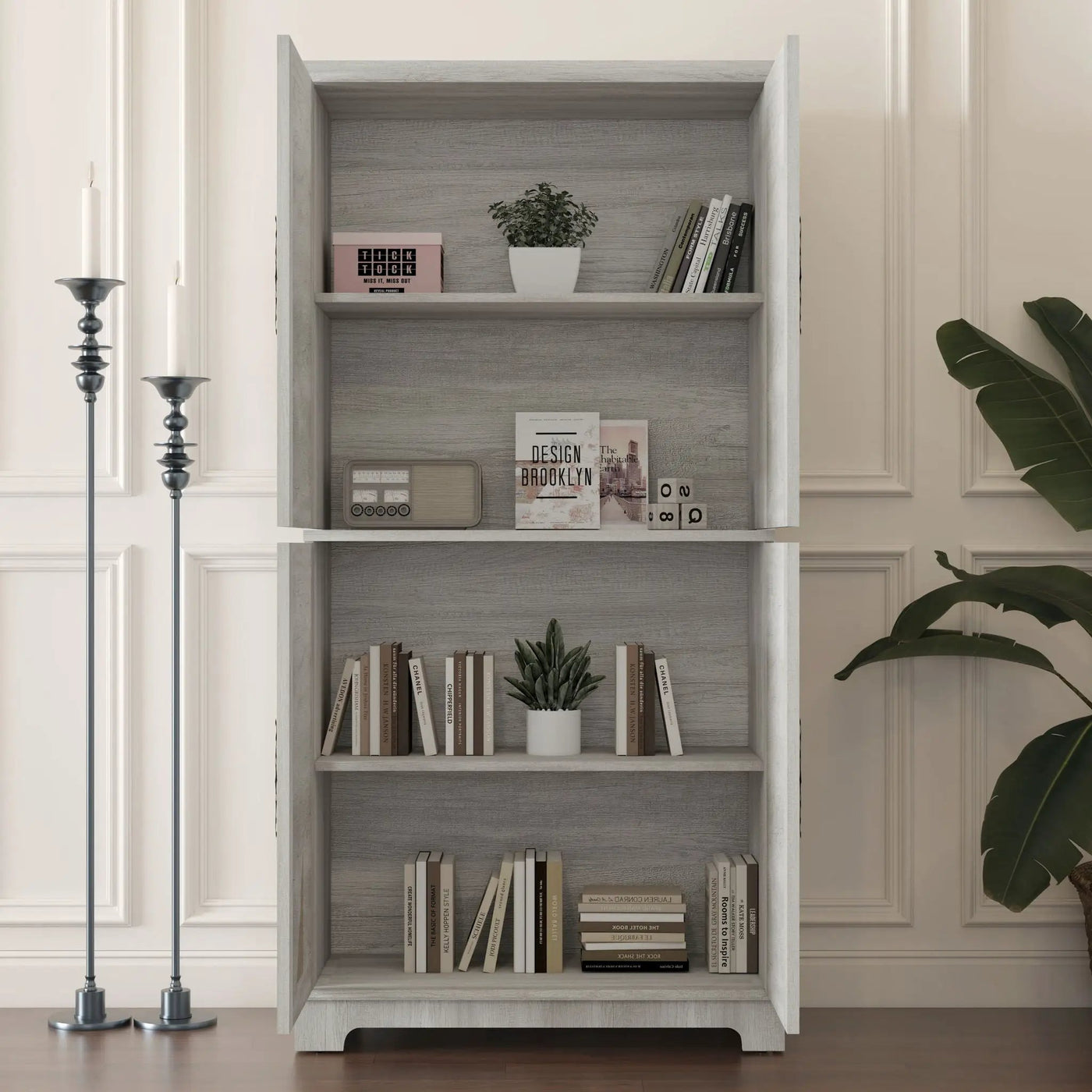 Modern Sideboard Buffet With 4 Mirrored Doors, Adjustable Shelves by HouseOfZazla