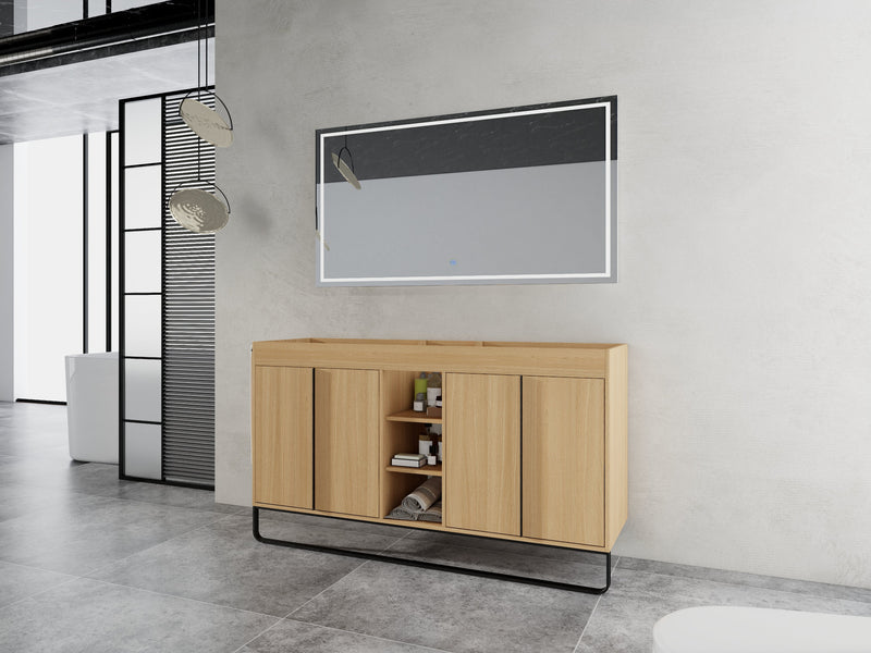 60-Inch Freestanding Bathroom Cabinet with Soft Close Doors & Open Storage by HouseOfZazla
