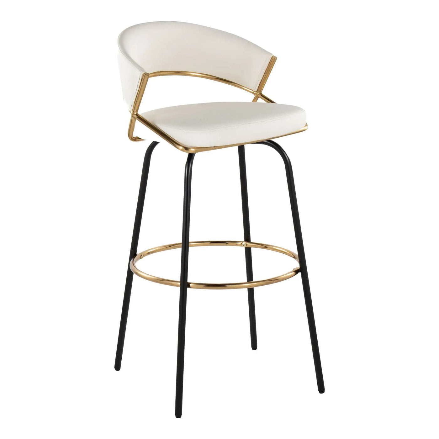 Jie - Fixed Height Contemporary Barstool With Swivel Round Footrest (Set of 2) by HouseOfZazla