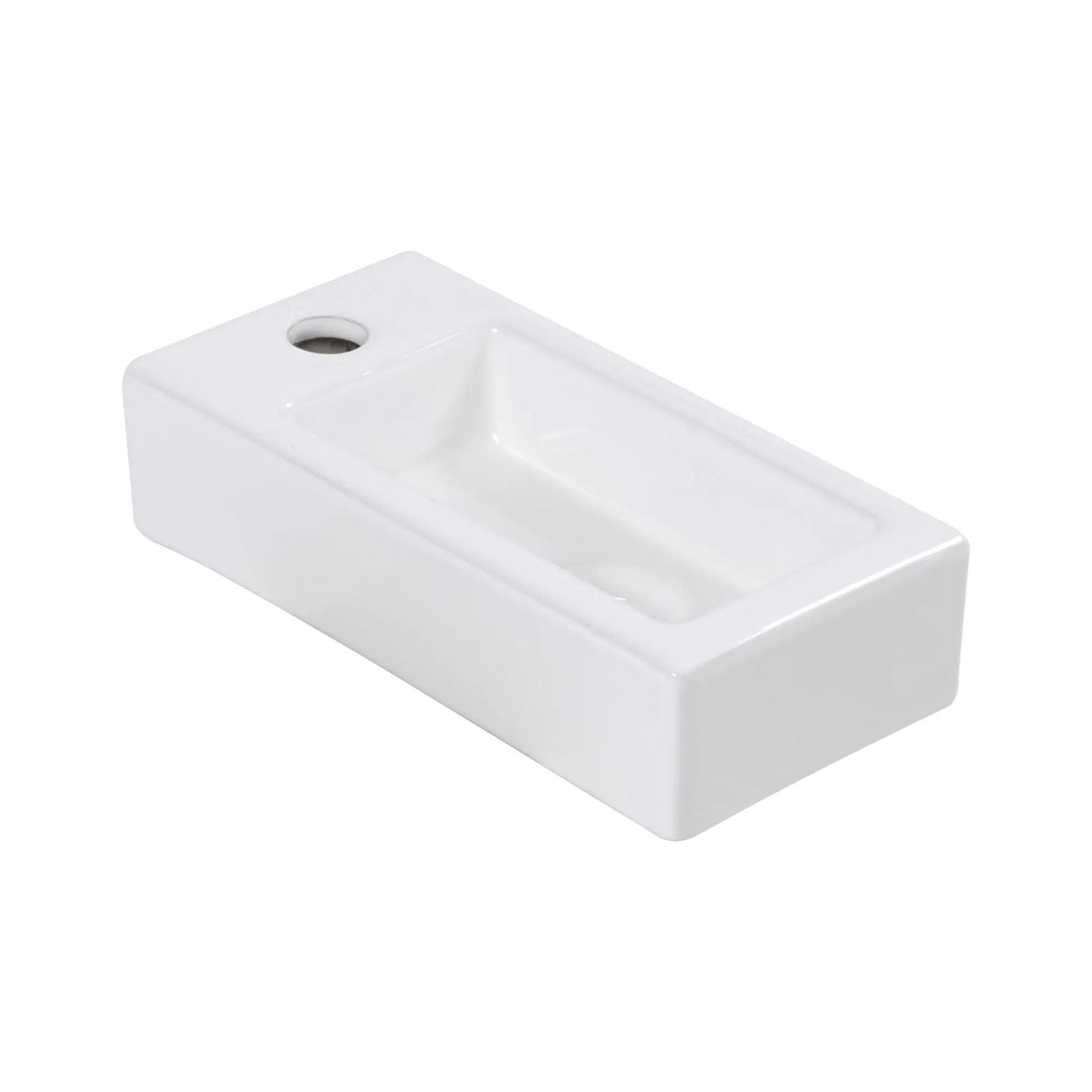 Modern Ceramic Rectangle Wall Mount Bathroom Sink With Single Faucet Hole by HouseOfZazla