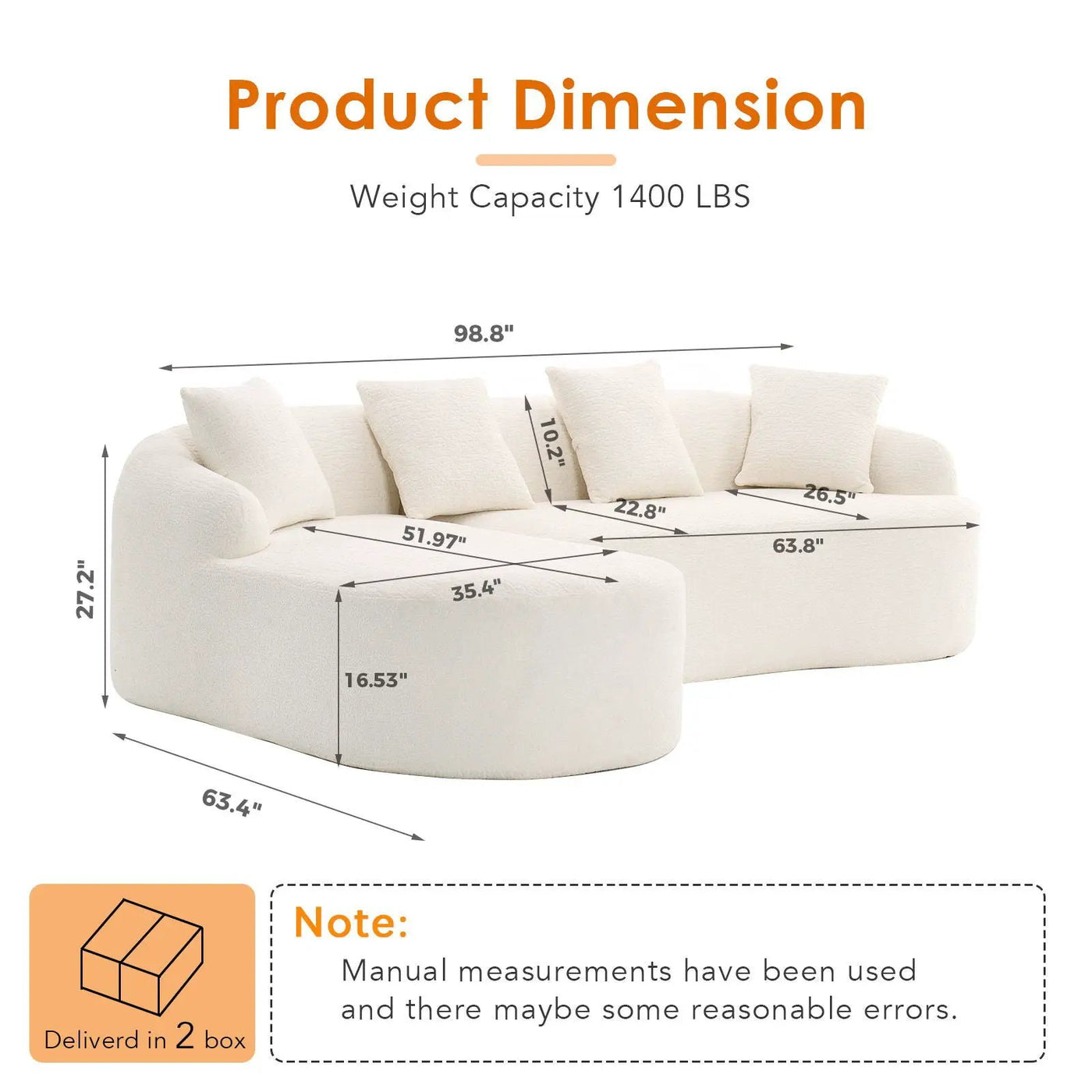 Combined Sofa With 4 Pillows by Unique Piece Furniture