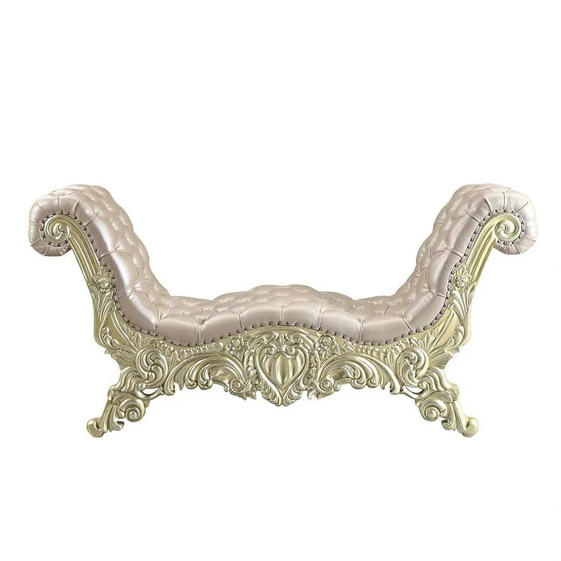 Vatican - Bench - Synthetic Leather, Light Gold & Champagne Silver by Unique Piece Furniture