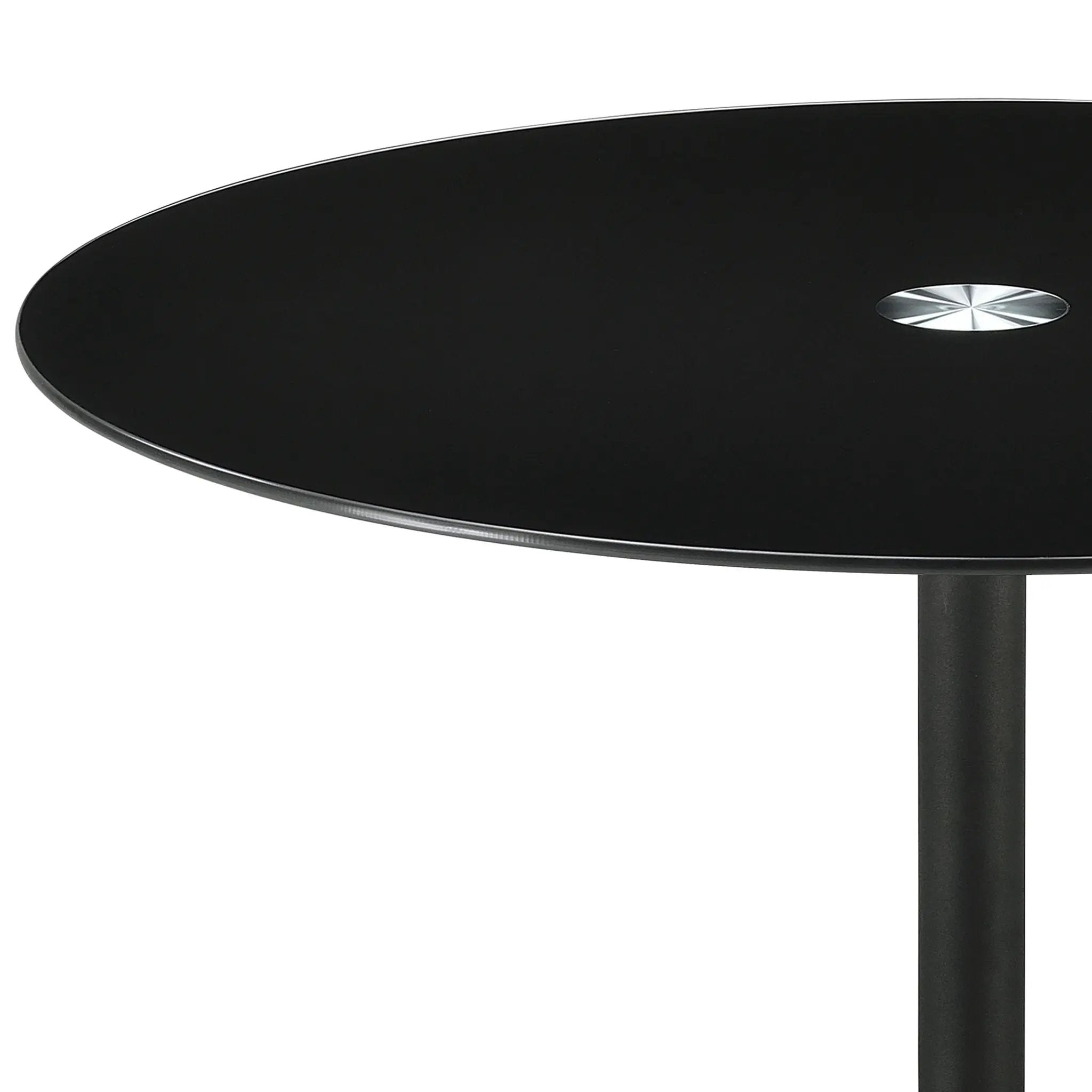 Ganso Round Metal End Table With Tempered Glass Top Black by Unique Piece Furniture