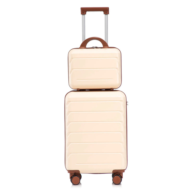 14'/20' 2-Piece Beige ABS Spinner Wheel Luggage Set by HouseOfZazla
