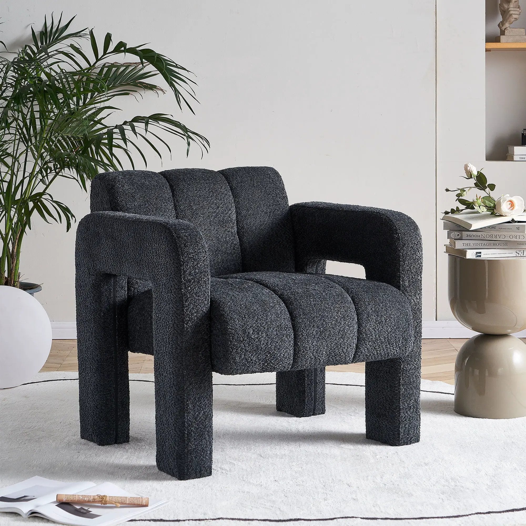 31.10" Boucle Upholstered Accent Chair by Unique Piece Furniture