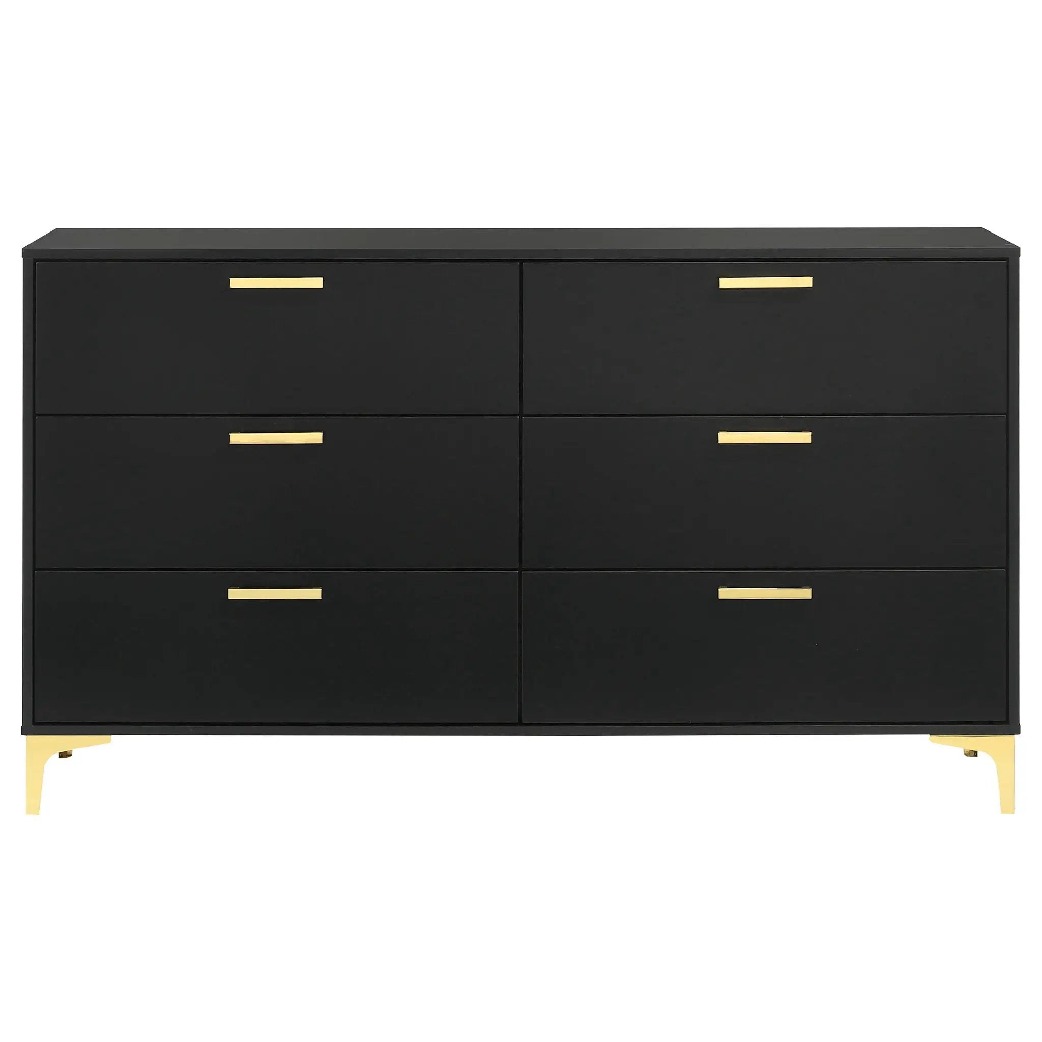 Lexie - 6 Drawer Rectangular Dresser - Black
