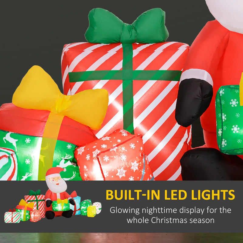 Outsunny 4.4' Christmas Inflatables Santa Claus and Gift Boxes by HouseOfZazla