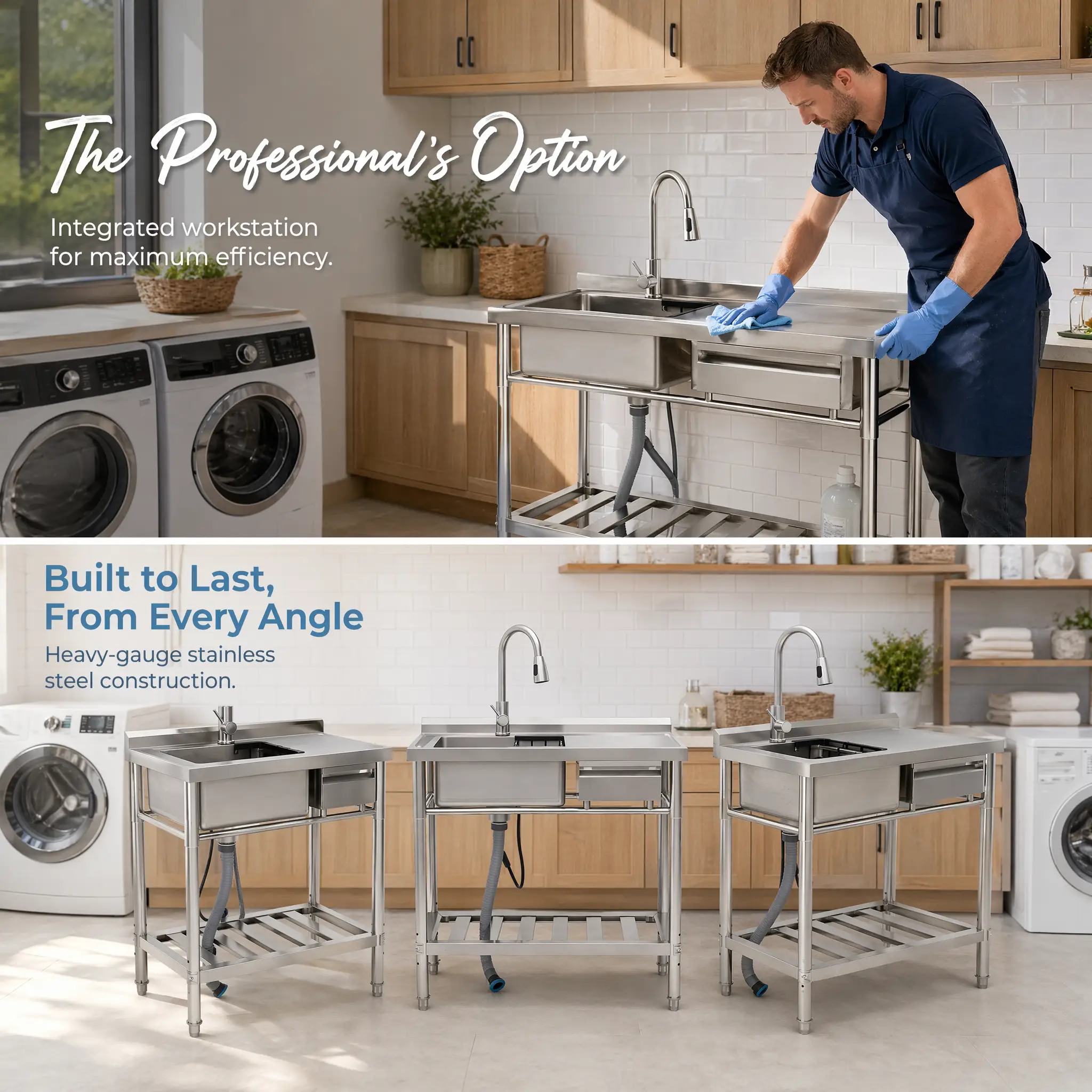 Stainless Steel Utility Sink, Freestanding Sink by HouseOfZazla