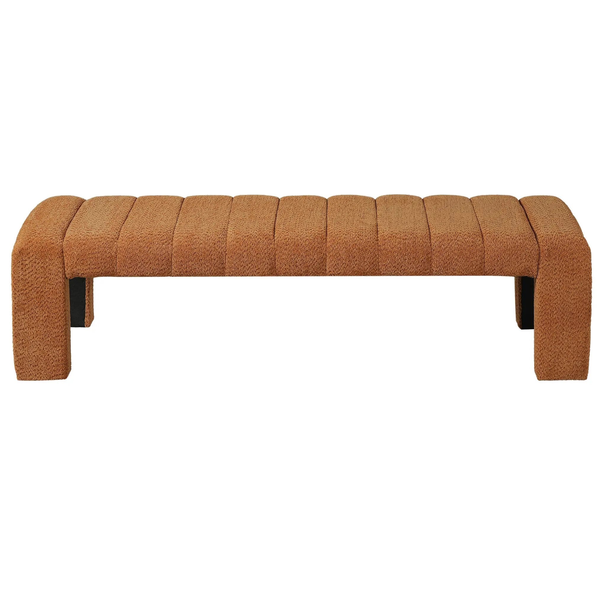 63-Inch Modern Minimalist Multi-Functional Boucle Bench in Orange by HouseOfZazla