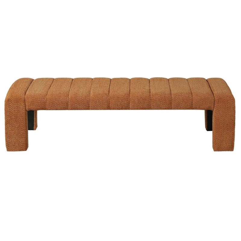 63-Inch Modern Minimalist Multi-Functional Boucle Bench in Orange by HouseOfZazla
