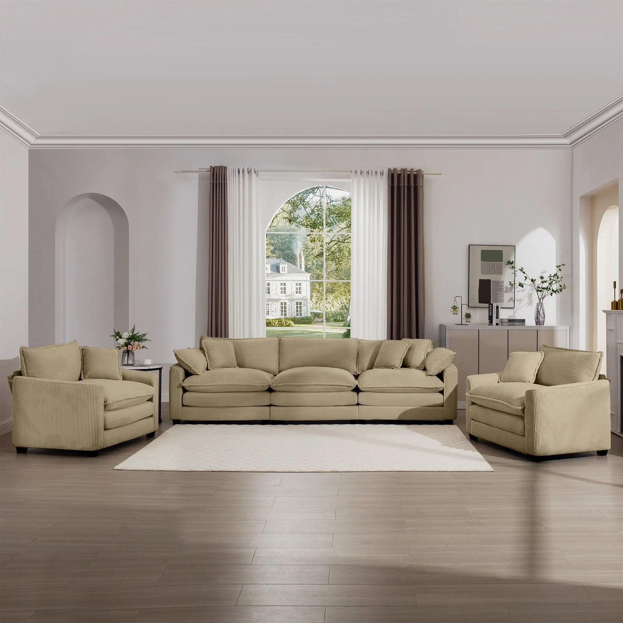 Elegant Oversized Sectional Sofa Set With Deep Seats And Flexible Layout by HouseOfZazla