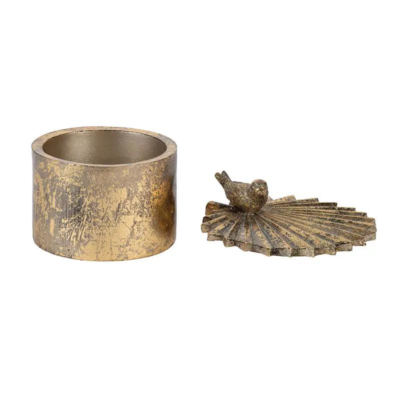 5.1x4.9x3.9' Circular Trinket Box With Bird by HouseOfZazla