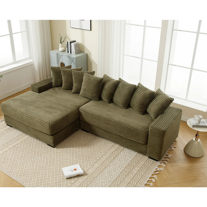 Oversized Two-Piece Corduroy Sofa with Left Chaise Daybed by HouseOfZazla