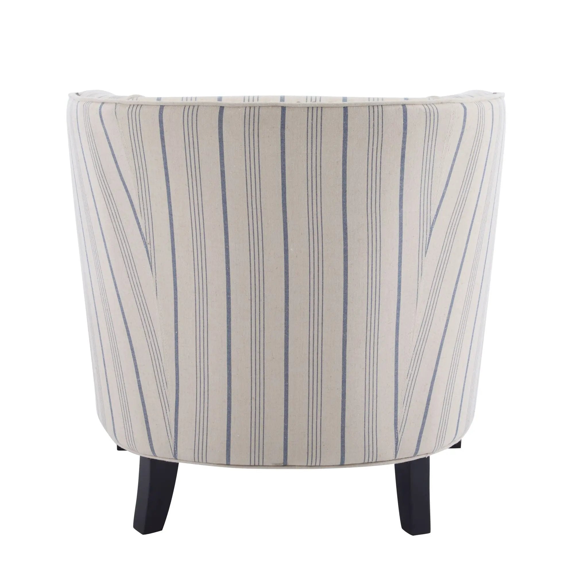 Transitional Upholstered Stripe Barrel Chair With Birch Wood Legs And Plush Cushioned Seat by HouseOfZazla