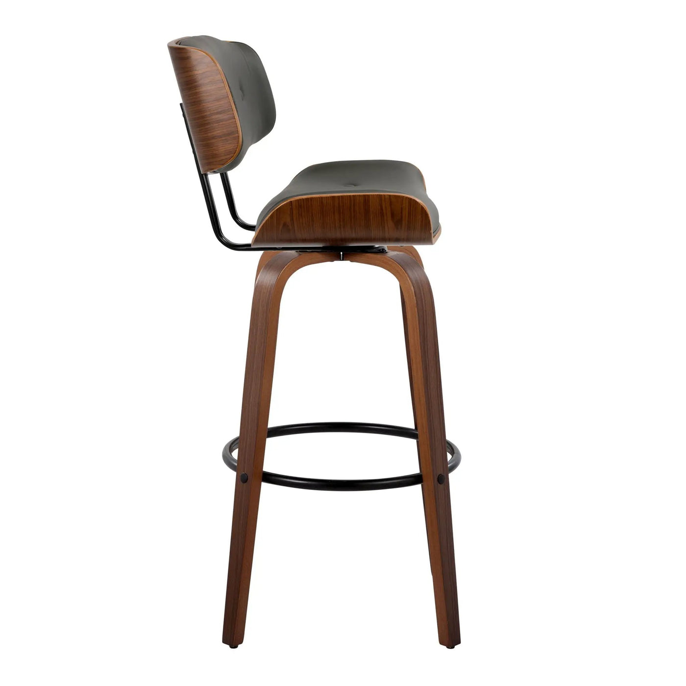 Lombardi - Mid-Century Modern Fixed Height Barstool With Swivel With Round Footrest (Set of 2) by HouseOfZazla