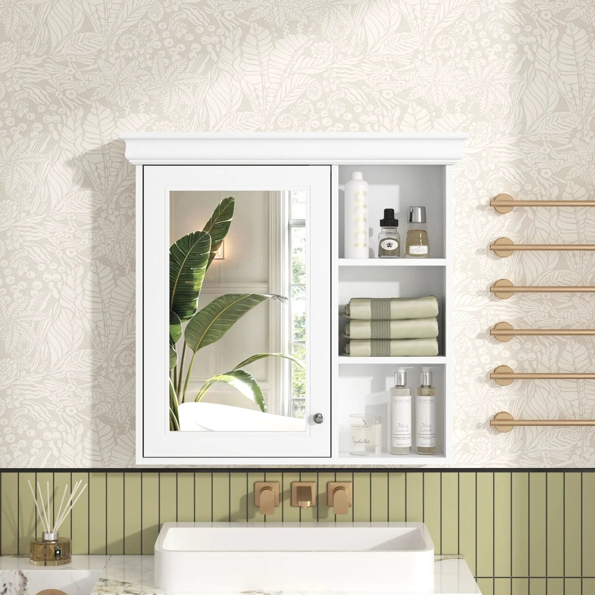 Wall Mounted Bathroom Medicine Cabinet With Mirror And Adjustable Storage With Soft Close Hinges by Unique Piece Furniture