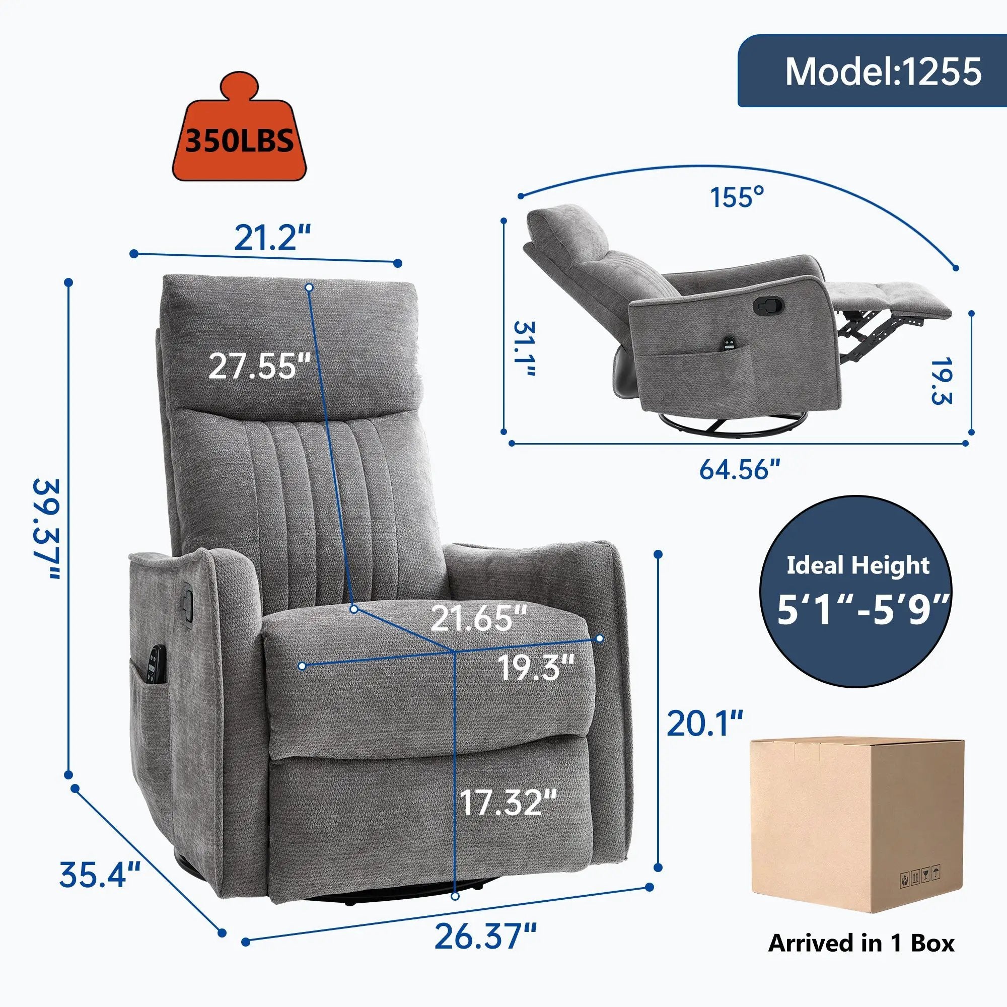ComfortMax Dark Gray Recliner Chair by HouseOfZazla