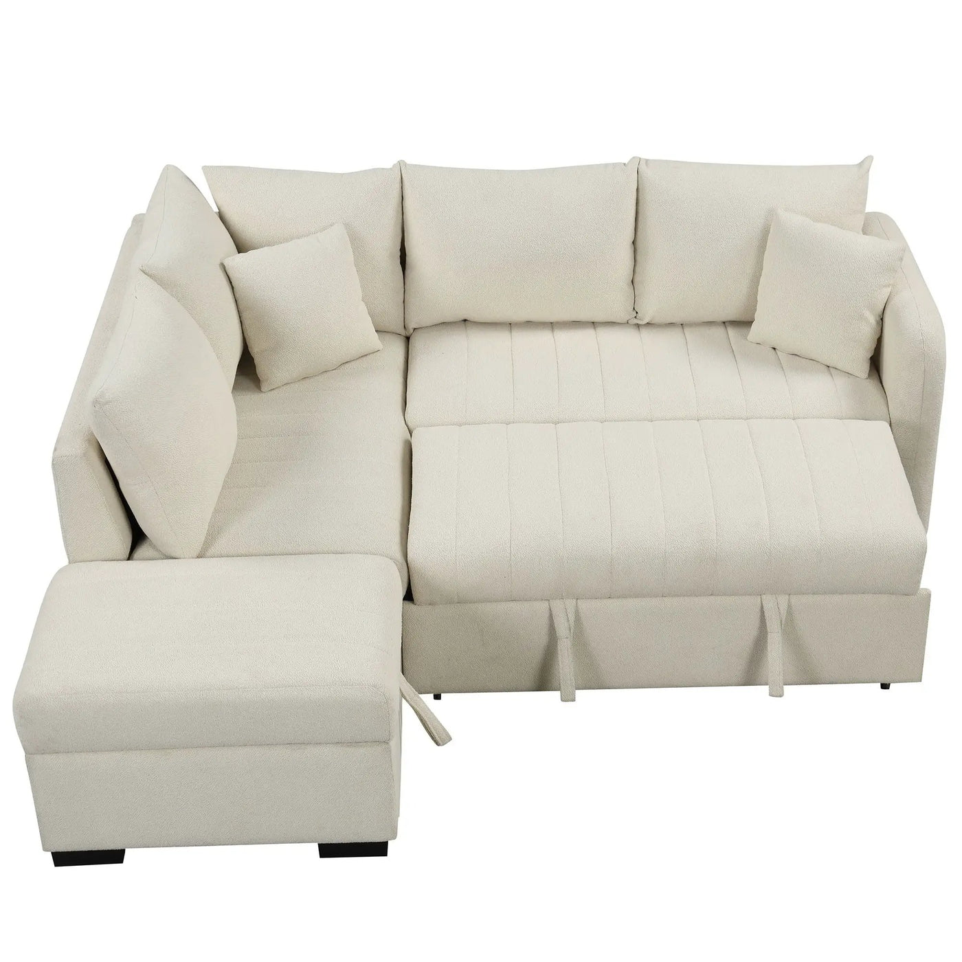 L-Shaped Sectional Pull Out Sofa Bed Sleeper Sofa With Two USB Ports, Two Power Sockets And A Movable Storage Ottoman by HouseOfZazla