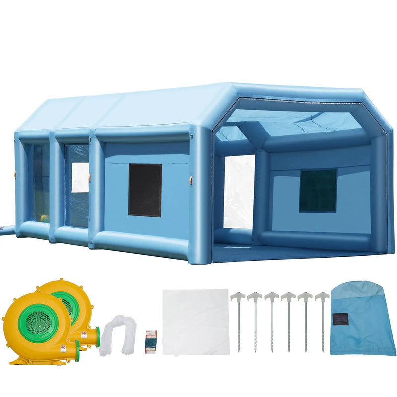 Inflatable Paint Booth, 26.2 x 14.8 x 9.8 ft with Dual Blowers and Air Filter System by HouseOfZazla