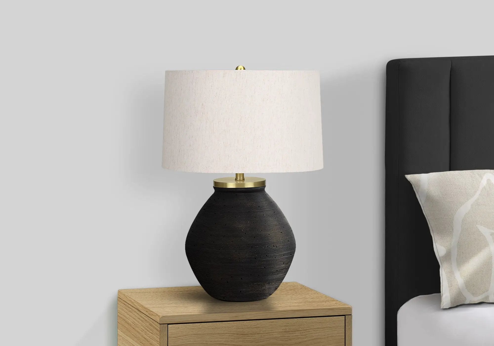 Lighting, Table Lamp, Concrete, Contemporary - Black / Cream by Unique Piece Furniture