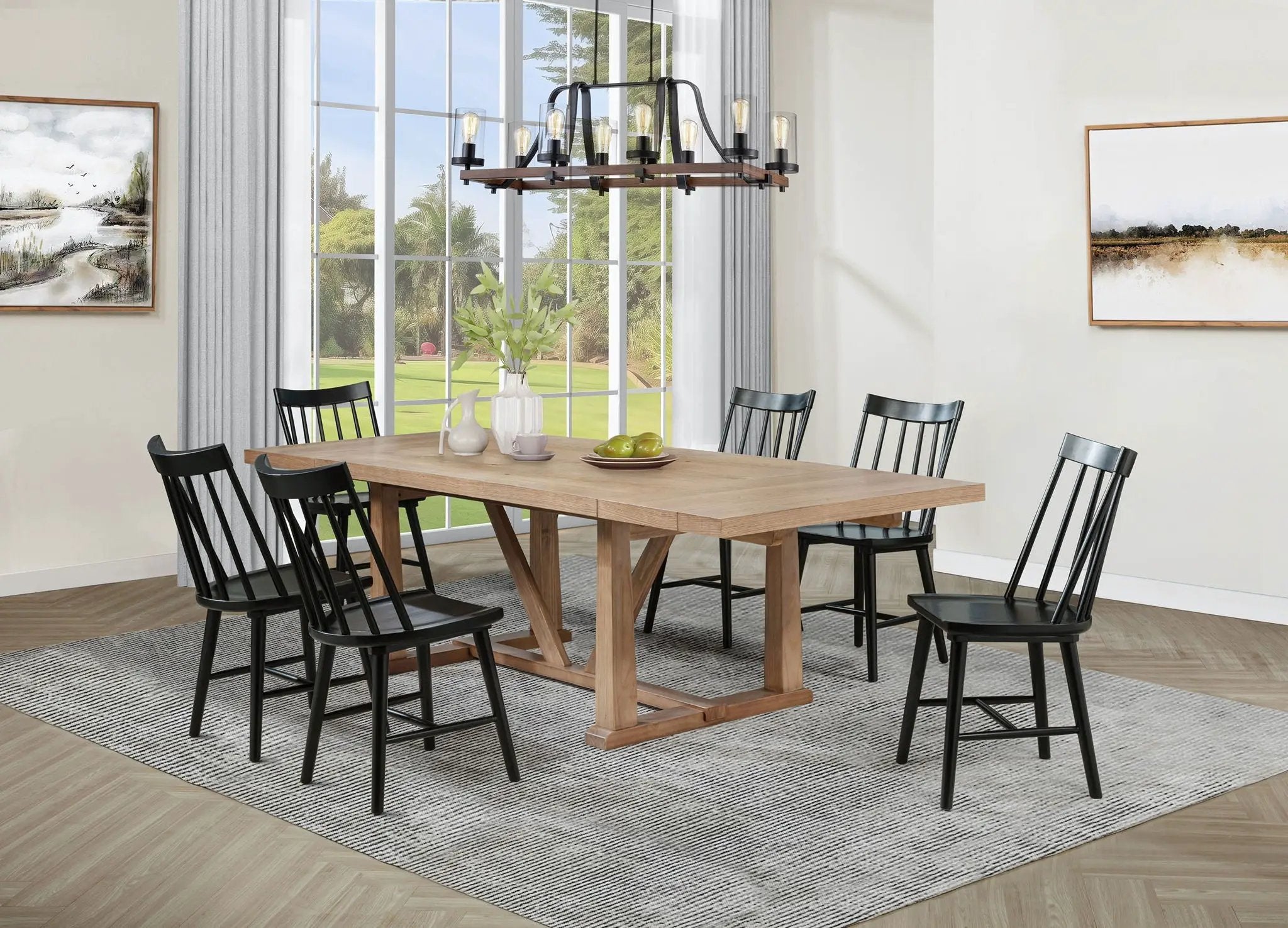 Middleton 7-piece Extension Leaf Dining Set Brown and Black by Unique Piece Furniture