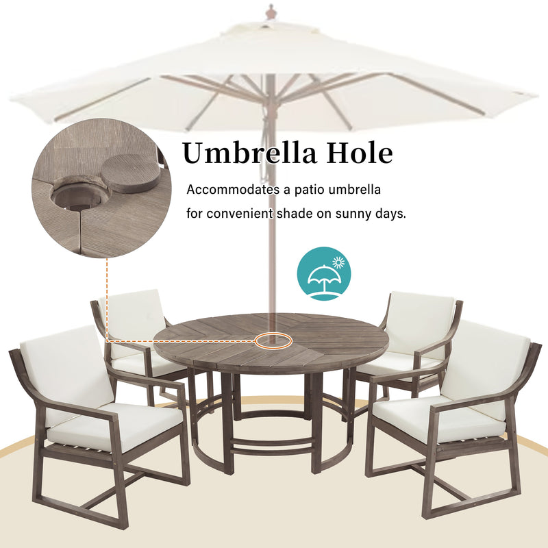 Outdoor Dining Set 5-Piece Patio Table and Chairs with Umbrella Hole by HouseOfZazla