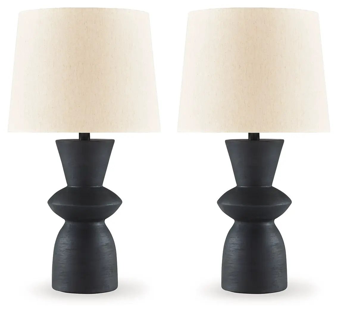 Scarbot - Paper Table Lamp (Set of 2) - Distressed Black by Unique Piece Furniture