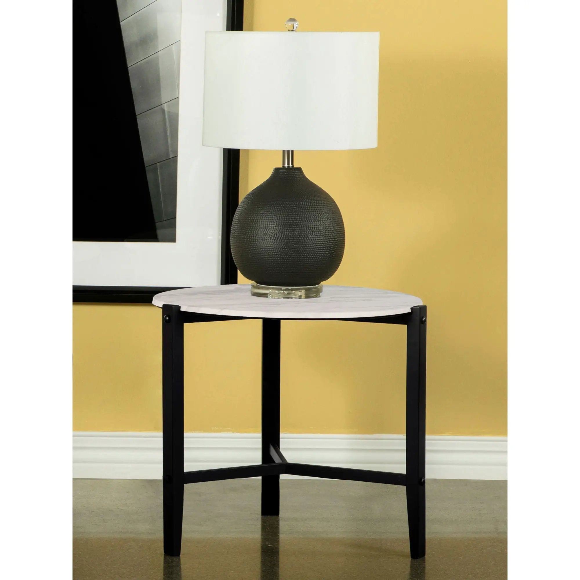 Myranda - Round Side Table - White / Black by HouseOfZazla