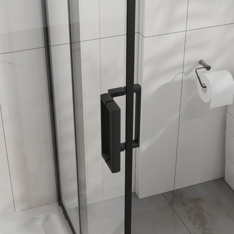 Corner Shower Enclosure With Sliding Door - Matte Black by HouseOfZazla